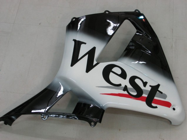 2005-2006 Honda CBR600RR Motorcycle Fairings - Glossy Black White West