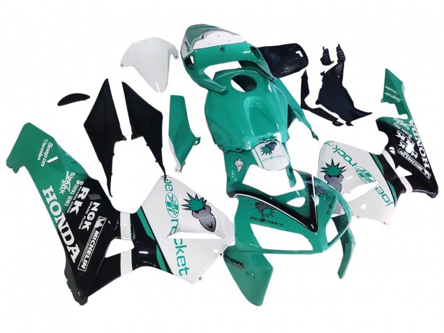 2005-2006 Honda CBR600RR Motorcycle Fairings - Light Green White Glossy Black Joe Rocket