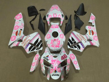 Shop 2005-2006 Honda CBR600RR Motorcycle Fairings - White with Pink Floral Nastro Azzurro 46