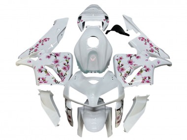 Shop 2005-2006 Honda CBR600RR Motorcycle Fairings - White with Cherry Blossom