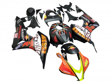 Shop 2007-2008 Honda CBR600RR Motorcycle Fairings - Matte Black Orange Red Rossi Repsol 46