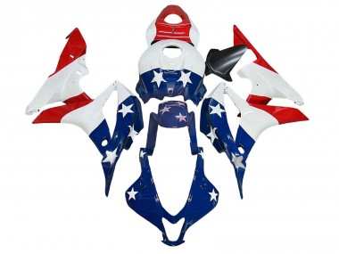 Shop 2007-2008 Honda CBR600RR Motorcycle Fairings - White Blue Red Star