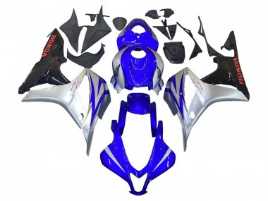 Shop 2007-2008 Honda CBR600RR Motorcycle Fairings - Silver Blue Glossy Black Racing