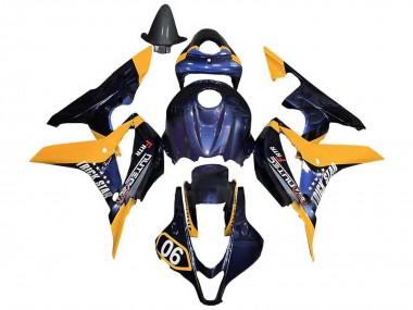 Shop 2007-2008 Honda CBR600RR Motorcycle Fairings - Orange Dark Blue Trick Star 06