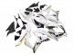 2007-2008 Honda CBR600RR Motorcycle Fairing - White Gold Glossy Black Playboy