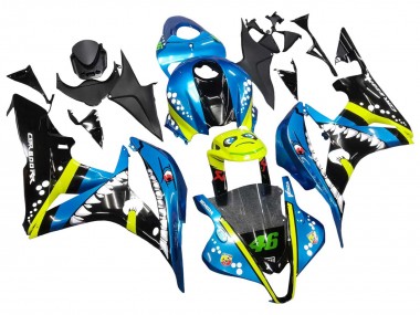 Shop 2007-2008 Honda CBR600RR Motorcycle Fairings - Green Yellow Glossy Black Shark 46