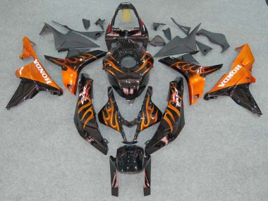 Shop 2007-2008 Honda CBR600RR Motorcycle Fairings - Glossy Black Orange Flame