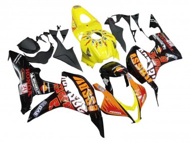 Shop 2007-2008 Honda CBR600RR Motorcycle Fairings - Yellow Orange Glossy Black Rossi Repsol