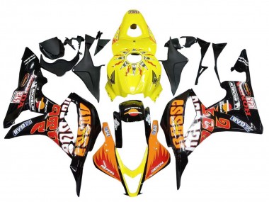 Shop 2007-2008 Honda CBR600RR Motorcycle Fairings - Yellow Orange Glossy Black Rossi Repsol