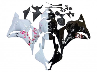 Shop 2009-2012 Honda CBR600RR Motorcycle Fairings - White Cherry Blossom Glossy Black