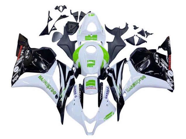2009-2012 Honda CBR600RR Motorcycle Fairings - White Green Glossy Black Hannspree