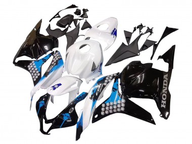 Shop 2009-2012 Honda CBR600RR Motorcycle Fairings Kit - White Blue Glossy Black