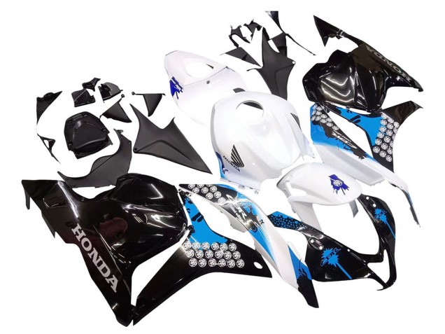 2009-2012 Honda CBR600RR Motorcycle Fairings Kit - White Blue Glossy Black