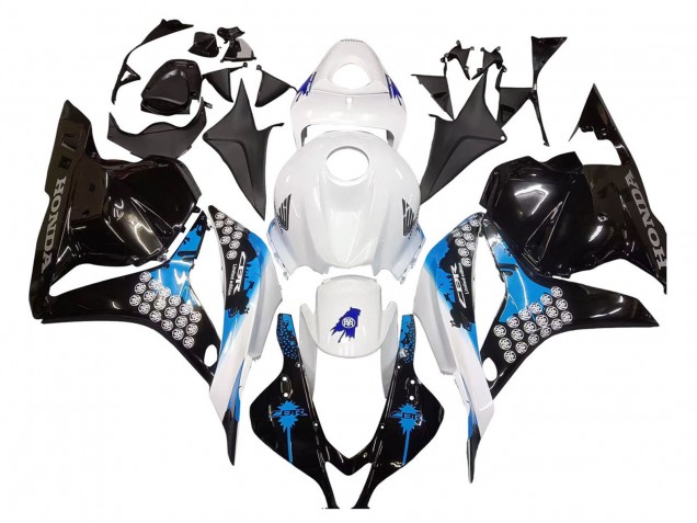 2009-2012 Honda CBR600RR Motorcycle Fairings Kit - White Blue Glossy Black