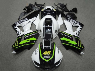 Shop 2009-2012 Honda CBR600RR Motorcycle Fairings - White Green Glossy Black Semakin Didepan Monster 46