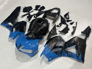 Shop 2009-2012 Honda CBR600RR Motorcycle Fairings - Black Forged Carbon Fiber Blue
