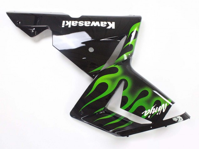 2004-2005 Kawasaki ZX10R Motorcycle Fairings - Black with Green Flame Ninja