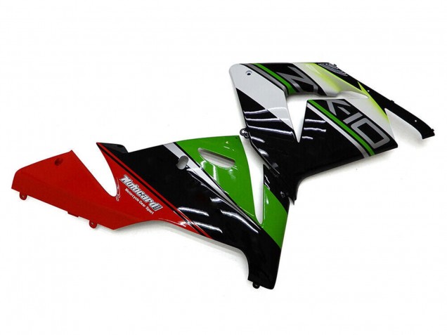 2004-2005 Kawasaki ZX10R Motorcycle Fairings - White Black Green Elf