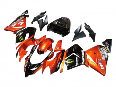 Shop 2004-2005 Kawasaki ZX10R Motorcycle Fairings - Burnt Orange Black Monster Elf
