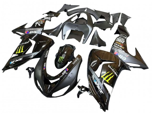 2006-2007 Kawasaki ZX10R Motorcycle Fairings - Grey Yellow Glossy Black Monster Elf