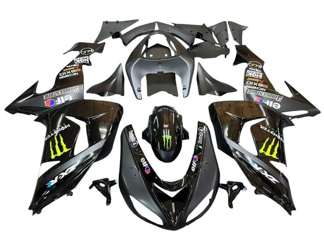 2006-2007 Kawasaki ZX10R Motorcycle Fairings - Grey Yellow Glossy Black Monster Elf