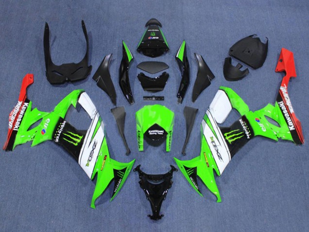 2008-2010 Kawasaki ZX10R Motorcycle Fairings - Green White Red Black Monster