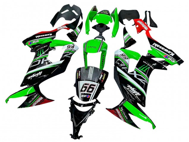 2008-2010 Kawasaki ZX10R Motorcycle Fairings - Green White Red Black Monster Elf 66