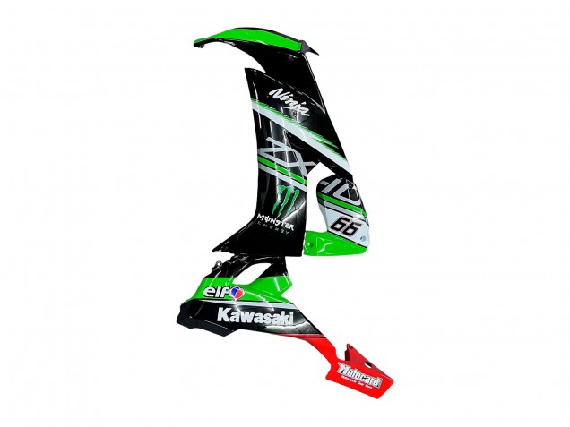 2008-2010 Kawasaki ZX10R Motorcycle Fairings - Green White Red Black Monster Elf 66