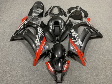 Shop 2008-2010 Kawasaki ZX10R Motorcycle Fairings - Black Carbon Fiber Red