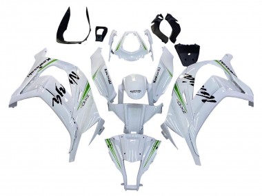 Shop 2011-2015 Kawasaki ZX10R Motorcycle Fairings - White Green Stripe Black Ninja