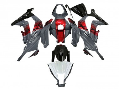 Shop 2011-2015 Kawasaki ZX10R Motorcycle Fairings - Grey RED Glossy Black