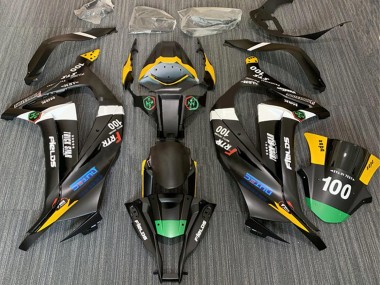 Shop 2011-2015 Kawasaki ZX10R Motorcycle Fairings - Matte Black White Yellow Green Elf Trick Star Frtr 100