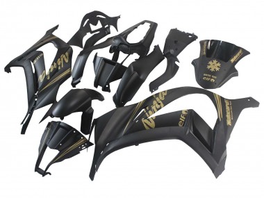 Shop 2011-2015 Kawasaki ZX10R Motorcycle Fairings - Matte Black Gold Snow Elf
