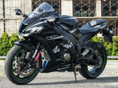 Shop 2011-2015 Kawasaki ZX10R Motorcycle Fairings - Matte Black White Green Snow Decal