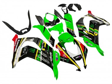 Shop 2016-2020 Kawasaki ZX10R Motorcycle Fairings - Green Yellow Red Black Elf Monster