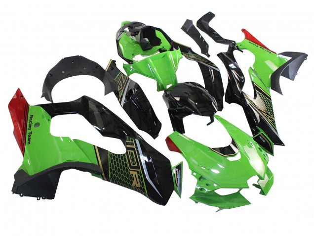 2021-2025 Kawasaki ZX10R Motorcycle Fairing - Green Black Red Honeycomb
