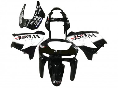 Shop 1998-1999 Kawasaki ZX6R Motorcycle Fairings - Glossy Black White West