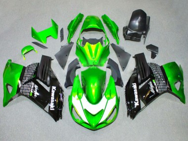 Shop 2006-2011 Kawasaki ZX14R ZZR1400 Motorcycle Fairings - Green White Glossy Black