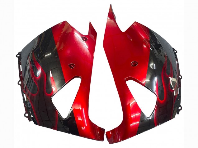 2006-2011 Kawasaki ZX14R ZZR1400 Motorcycle Fairing Kits - Glossy Black Red Flame