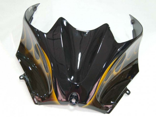 2006-2011 Kawasaki ZX14R ZZR1400 Motorcycle Fairings - Glossy Black Gold Flame