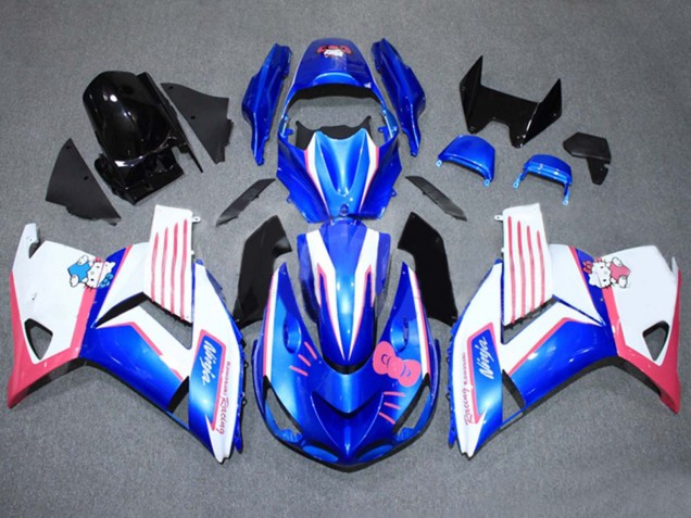 2006-2011 Kawasaki ZX14R ZZR1400 Motorcycle Fairings - Blue White Pink