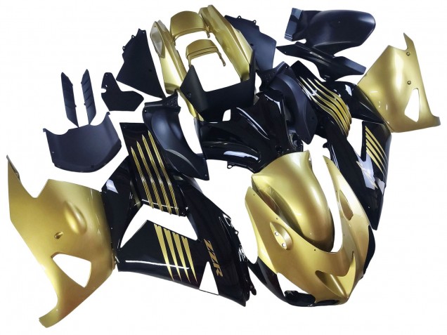 2006-2011 Kawasaki ZX14R ZZR1400 Motorcycle Fairings - Gold Black