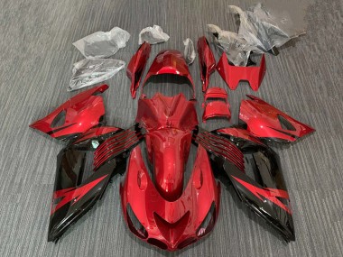 Shop 2006-2011 Kawasaki ZX14R ZZR1400 Motorcycle Fairing - Red Glossy Black