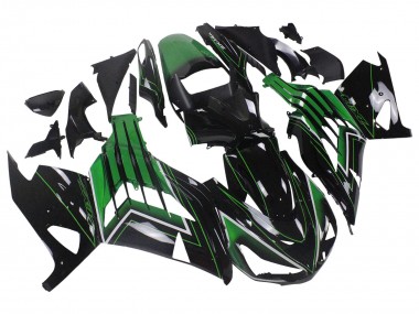 Shop 2012-2024 Kawasaki ZX14R ZZR1400 Motorcycle Fairings - Green Glossy Black Stripe