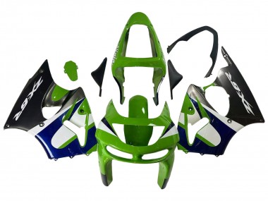 Shop 1998-1999 Kawasaki ZX6R Motorcycle Fairings - Green White Blue Silver Glossy Black