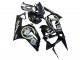 2003-2004 Kawasaki ZX6R Motorcycle Fairings - Glossy Black White Motul Lucky Strike