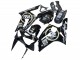2003-2004 Kawasaki ZX6R Motorcycle Fairings - Glossy Black White Motul Lucky Strike