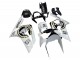 2003-2004 Kawasaki ZX6R Motorcycle Fairings - White Black Motul Lucky Strike