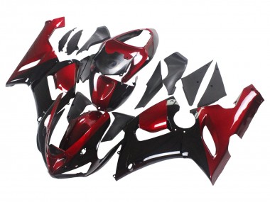 Shop 2005-2006 Kawasaki ZX6R Motorcycle Fairing - Red Glossy Black