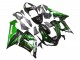 2005-2006 Kawasaki ZX6R Motorcycle Fairing - Glossy Black Green Flame